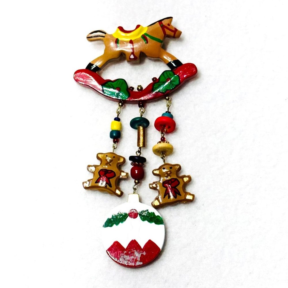 Vintage Hand Painted Christmas Brooch